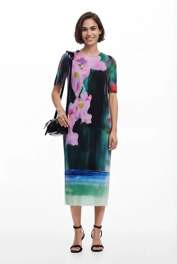 Midi-Kleid mit Blumenmuster Midi-Kleid mit Blumenmuster