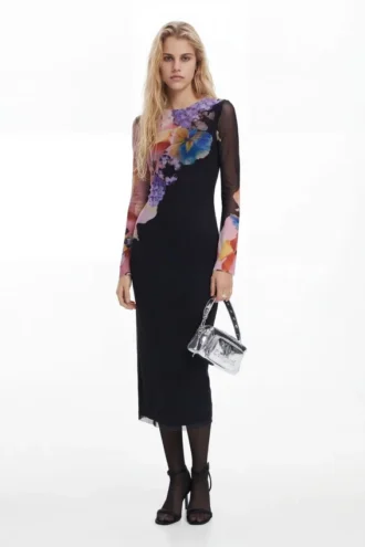 Midi-Kleid mit Blumenmuster Midi-Kleid mit Blumenmuster