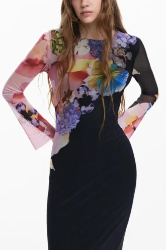 Midi-Kleid mit Blumenmuster Midi-Kleid mit Blumenmuster