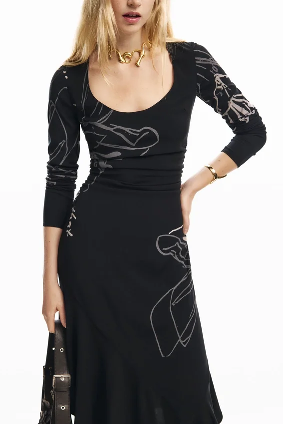 Midi-Kleid mit Blumenmuster Midi-Kleid mit Blumenmuster