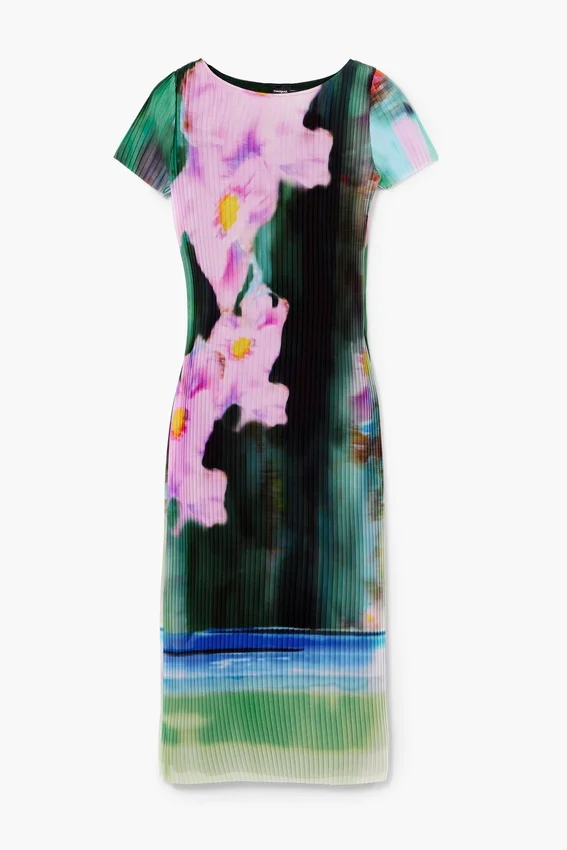 Midi-Kleid mit Blumenmuster Midi-Kleid mit Blumenmuster