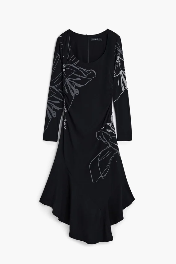 Midi-Kleid mit Blumenmuster Midi-Kleid mit Blumenmuster