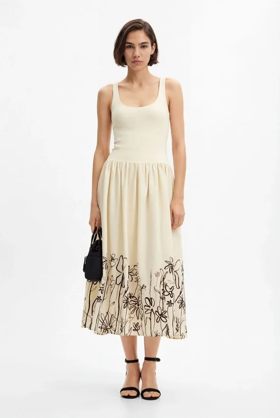 Midi-Kleid mit Blumenmuster und ausgestelltem Schnitt Midi-Kleid mit Blumenmuster und ausgestelltem Schnitt