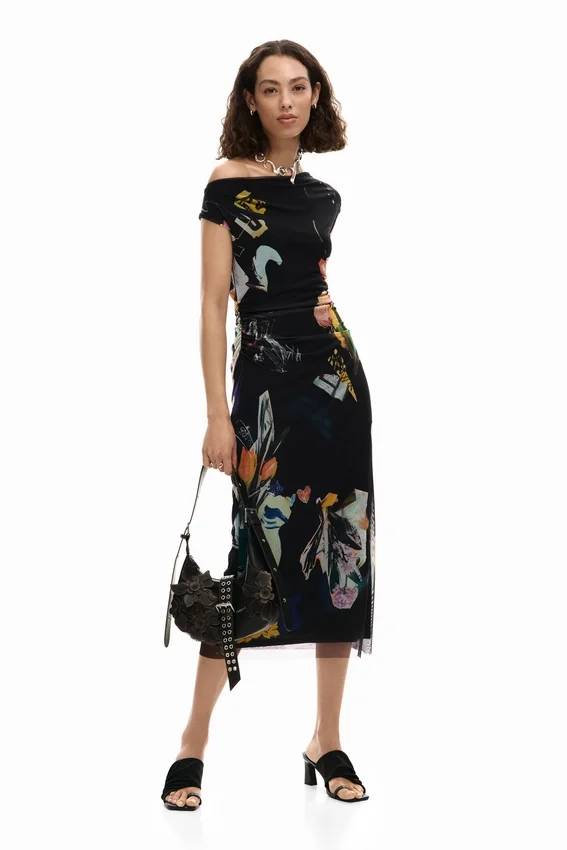 Midi-Kleid mit Collage-Print Midi-Kleid mit Collage-Print