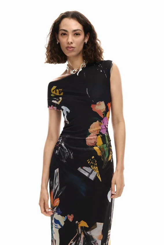 Midi-Kleid mit Collage-Print Midi-Kleid mit Collage-Print