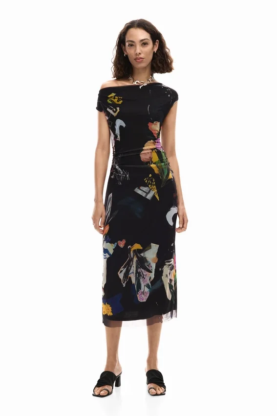 Midi-Kleid mit Collage-Print Midi-Kleid mit Collage-Print