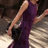 Midi-Kleid mit Flockdruck