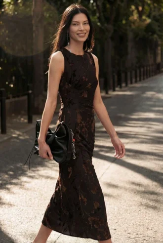 Midi-Kleid mit Flockdruck Midi-Kleid mit Flockdruck