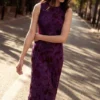 Midi-Kleid mit Flockdruck