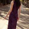 Midi-Kleid mit Flockdruck