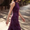 Midi-Kleid mit Flockdruck