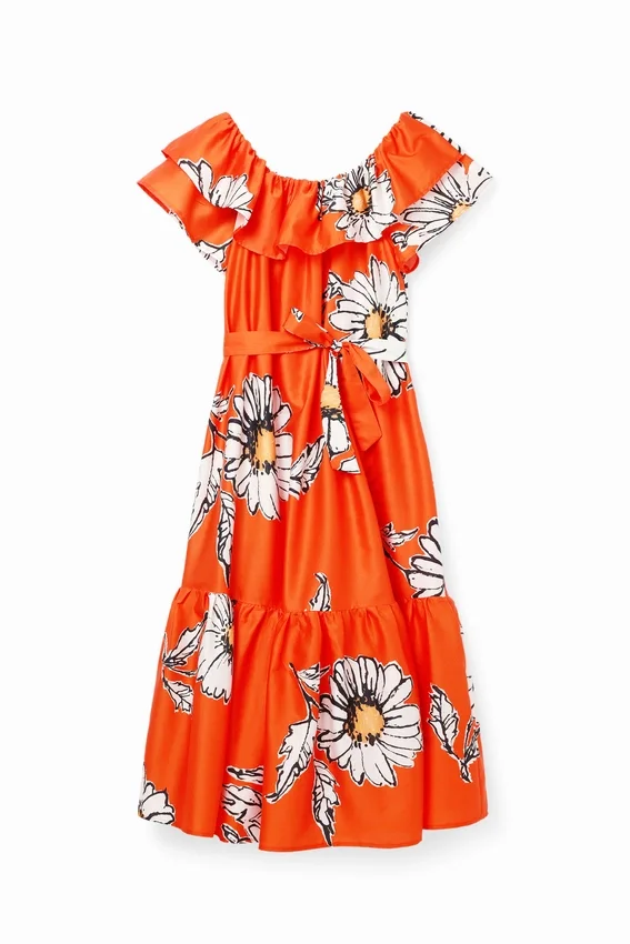 Midi-Kleid mit Gänseblümchen-Rüschen Midi-Kleid mit Gänseblümchen-Rüschen