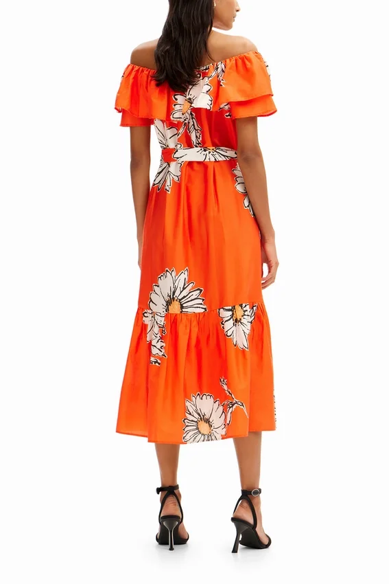 Midi-Kleid mit Gänseblümchen-Rüschen Midi-Kleid mit Gänseblümchen-Rüschen