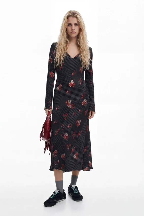 Midi-Kleid mit Karomuster Midi-Kleid mit Karomuster
