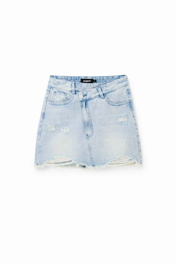 Minirock aus Denim mit gekreuztem Bund Minirock aus Denim mit gekreuztem Bund