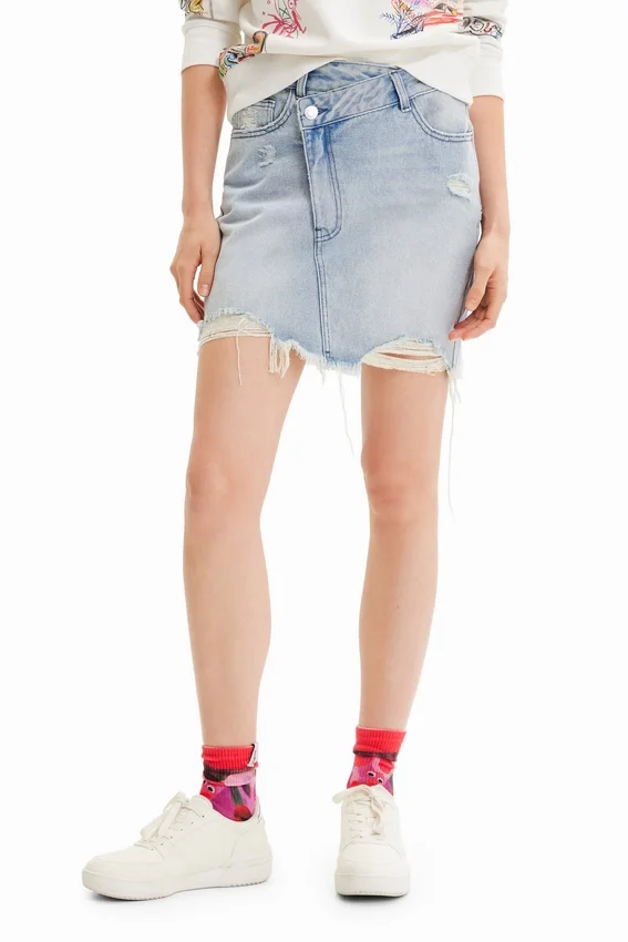 Minirock aus Denim mit gekreuztem Bund Minirock aus Denim mit gekreuztem Bund