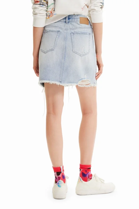 Minirock aus Denim mit gekreuztem Bund Minirock aus Denim mit gekreuztem Bund