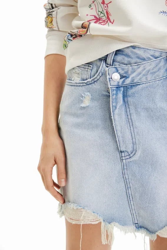 Minirock aus Denim mit gekreuztem Bund Minirock aus Denim mit gekreuztem Bund