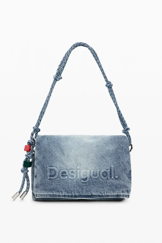 Mittlere Denim-Tasche mit Anhängern Mittlere Denim-Tasche mit Anhängern