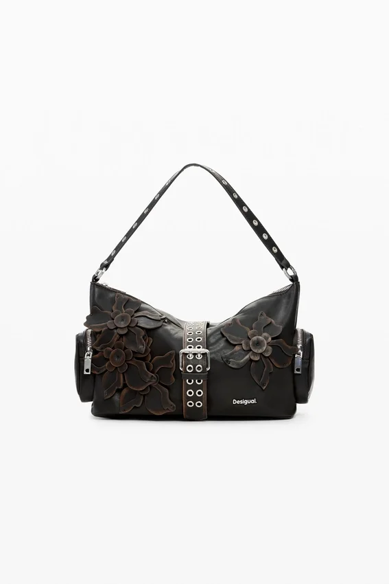 Mittlere Tasche mit Blumen-Applikationen Mittlere Tasche mit Blumen-Applikationen