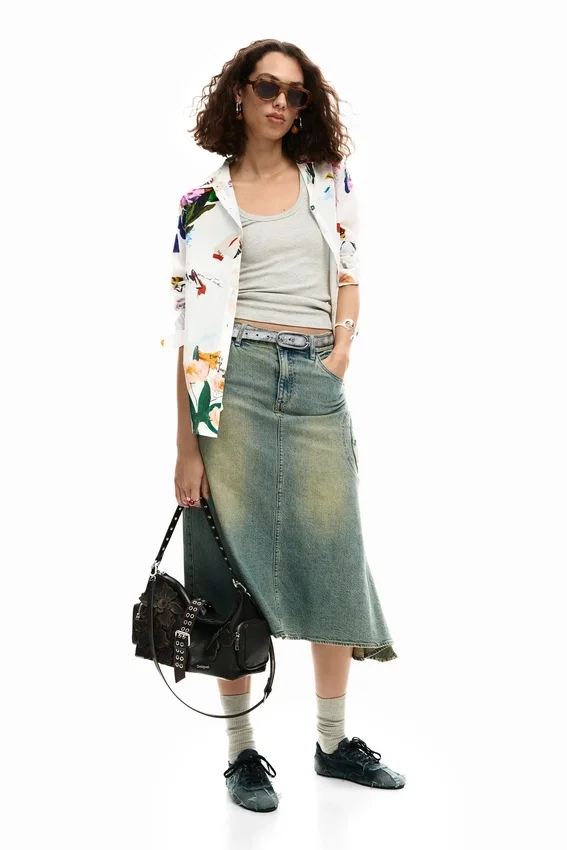 Mittlere Tasche mit Blumen-Applikationen Mittlere Tasche mit Blumen-Applikationen