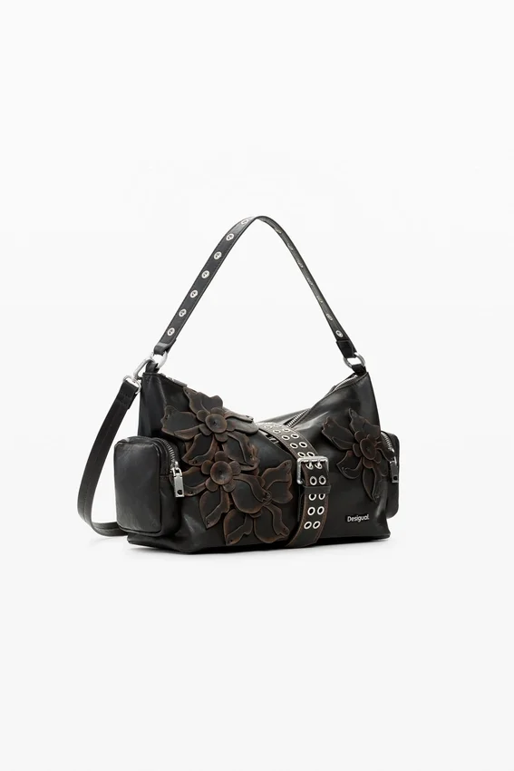 Mittlere Tasche mit Blumen-Applikationen Mittlere Tasche mit Blumen-Applikationen