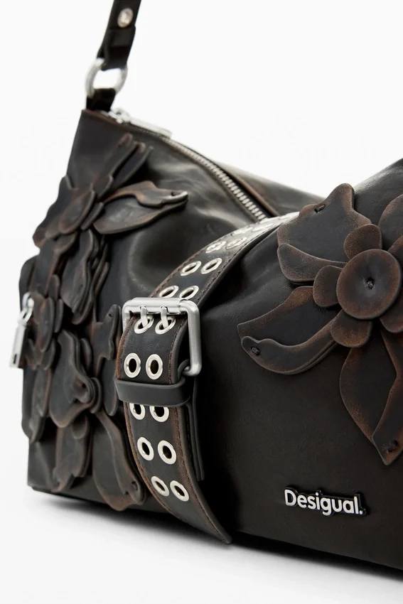 Mittlere Tasche mit Blumen-Applikationen Mittlere Tasche mit Blumen-Applikationen