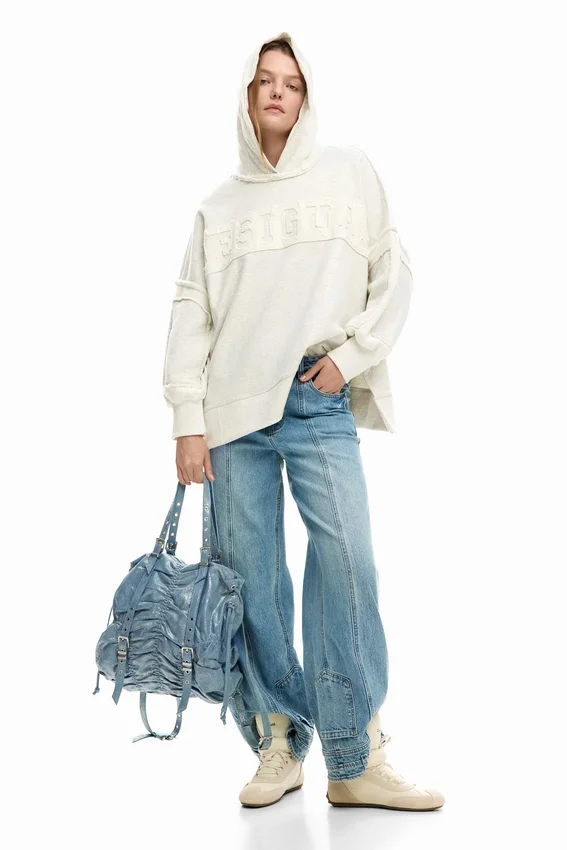Mittlerer Rucksack aus Denim mit Rüschen Mittlerer Rucksack aus Denim mit Rüschen
