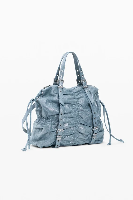 Mittlerer Rucksack aus Denim mit Rüschen Mittlerer Rucksack aus Denim mit Rüschen