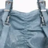 Mittlerer Rucksack aus Denim mit Rüschen Mittlerer Rucksack aus Denim mit Rüschen