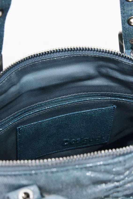 Mittlerer Rucksack aus Denim mit Rüschen Mittlerer Rucksack aus Denim mit Rüschen