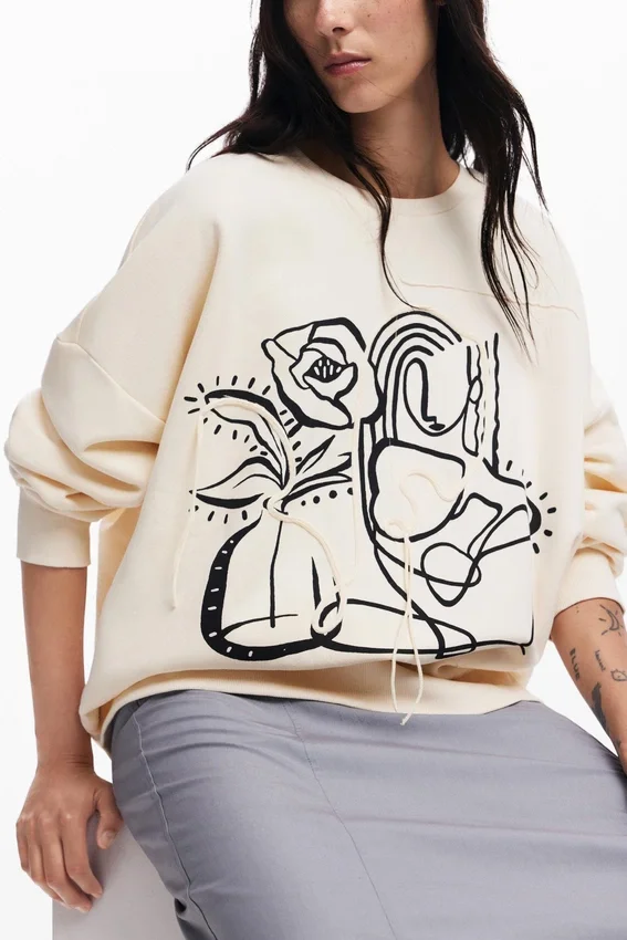 Oversized-Sweatshirt mit Blumenmuster Oversized-Sweatshirt mit Blumenmuster