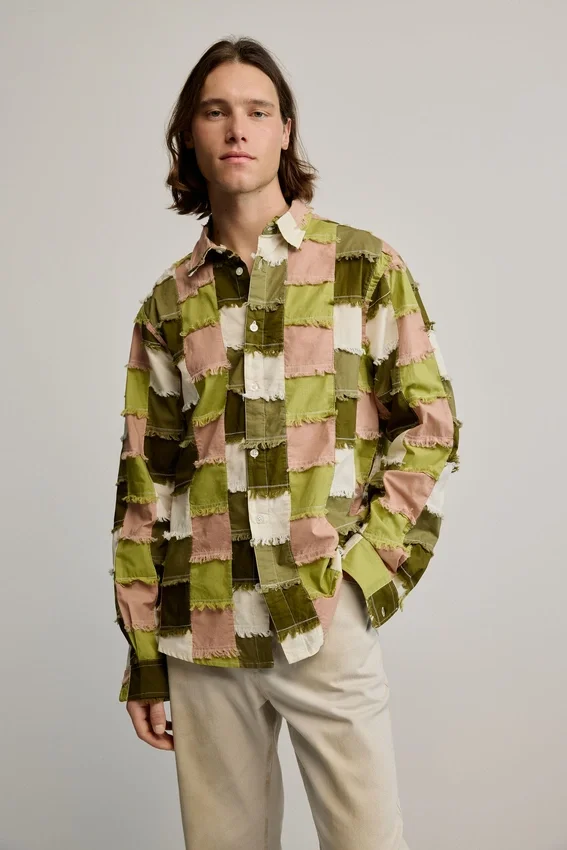 Patchwork-Hemd mit Karomuster Patchwork-Hemd mit Karomuster