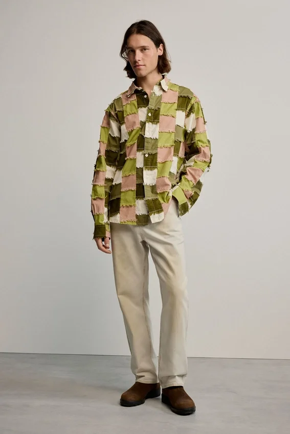 Patchwork-Hemd mit Karomuster Patchwork-Hemd mit Karomuster