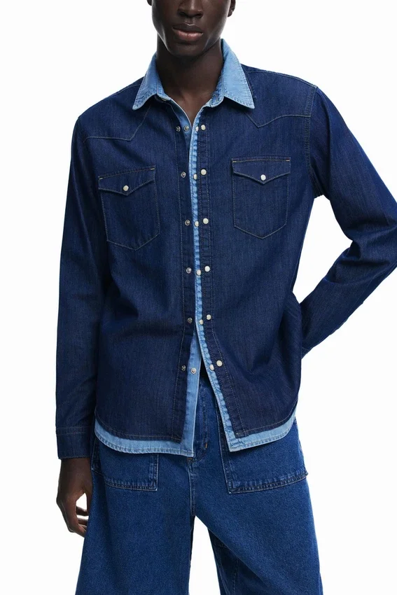 Patchwork-Jeans-Hemd Patchwork-Jeans-Hemd