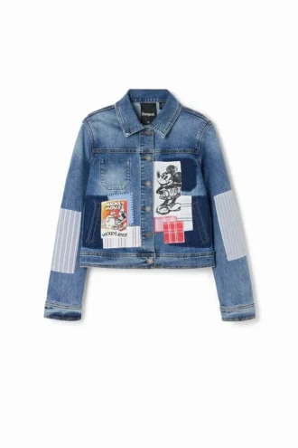 Patchwork-Jeansjacke mit Mickey-Mouse-Motiven Patchwork-Jeansjacke mit Mickey-Mouse-Motiven