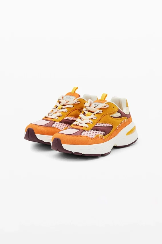 Patchwork-Sneaker aus Spaltleder Patchwork-Sneaker aus Spaltleder