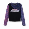 Patchwork-Tüll-T-Shirt mit Aufdruck Patchwork-Tüll-T-Shirt mit Aufdruck