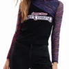 Patchwork-Tüll-T-Shirt mit Aufdruck Patchwork-Tüll-T-Shirt mit Aufdruck