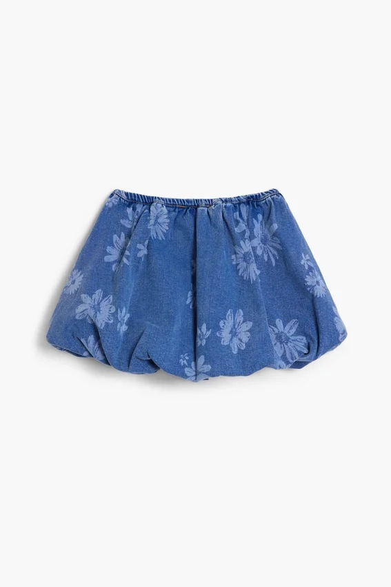 Peplum-Jeansrock mit Blumenmuster Peplum-Jeansrock mit Blumenmuster