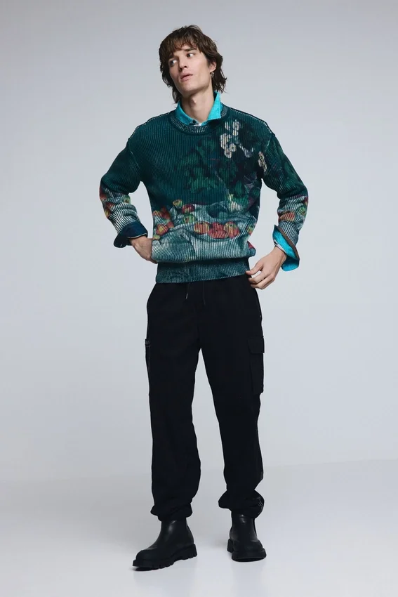 Pullover mit Stillleben-Struktur Pullover mit Stillleben-Struktur