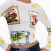 Pullover mit tropischen Briefmarken Pullover mit tropischen Briefmarken