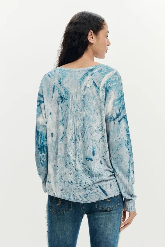 Pullover mit V-Ausschnitt und abstraktem Print Pullover mit V-Ausschnitt und abstraktem Print