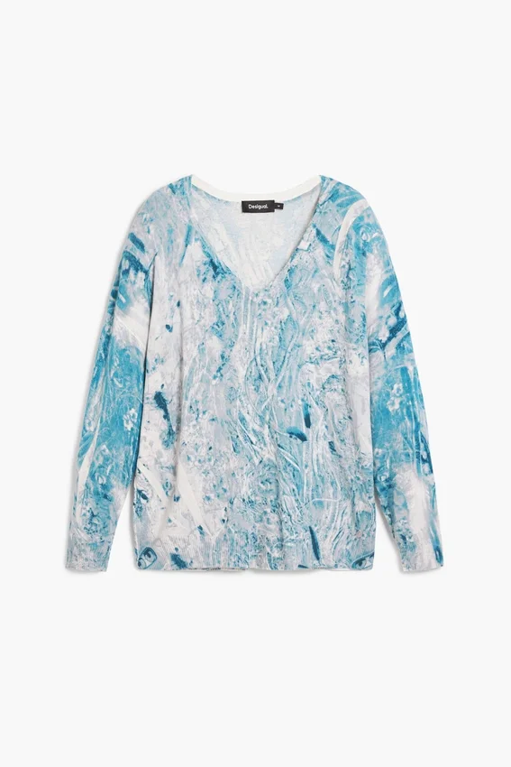 Pullover mit V-Ausschnitt und abstraktem Print Pullover mit V-Ausschnitt und abstraktem Print