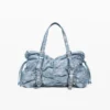 Raffierte Denim-Tasche Raffierte Denim-Tasche
