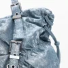 Raffierte Denim-Tasche Raffierte Denim-Tasche