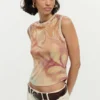 Ärmelloses Strick-T-Shirt Ärmelloses Strick-T-Shirt