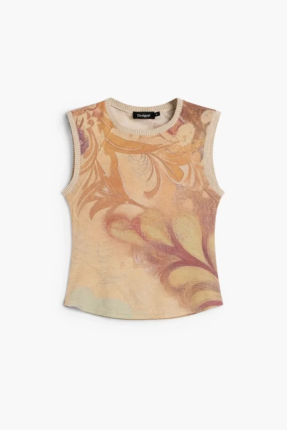 Ärmelloses Strick-T-Shirt Ärmelloses Strick-T-Shirt