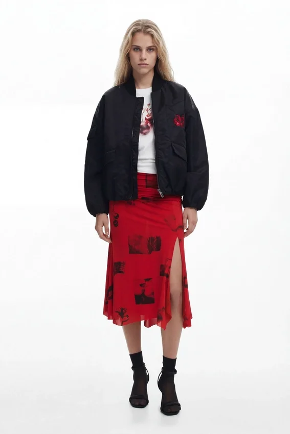 Rock mit Collage-Print und umgeschlagenem Bund Rock mit Collage-Print und umgeschlagenem Bund