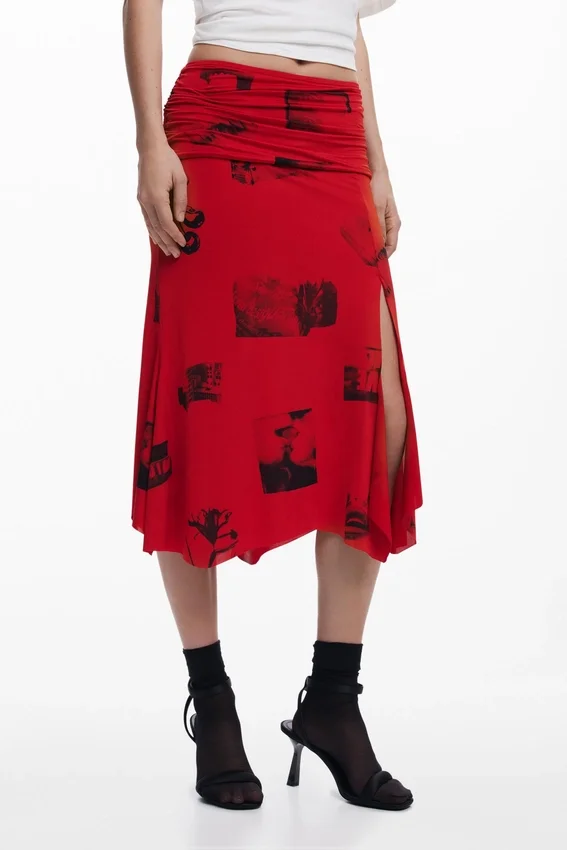 Rock mit Collage-Print und umgeschlagenem Bund Rock mit Collage-Print und umgeschlagenem Bund